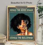 Inhale Exhale Wall Art - Dope Posters - Black Art - African American Women, Girls - Afro Room Decor - Cannabis Pot Pothead Stoner Gifts - Smoking Marijuana Home Decor - Funny Weed Ganja Decorations