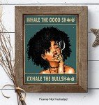 Inhale Exhale Wall Art - Dope Posters - Black Art - African American Women, Girls - Afro Room Decor - Cannabis Pot Pothead Stoner Gifts - Smoking Marijuana Home Decor - Funny Weed Ganja Decorations