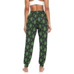 Green Leaves Marijuana Women's Cozy Yoga Joggers Pants Stylish Dance Sweatpants, L