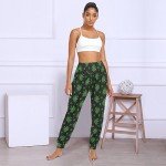 Green Leaves Marijuana Women's Cozy Yoga Joggers Pants Stylish Dance Sweatpants, L