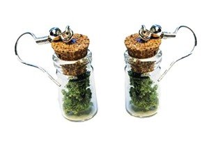 Cannabis Earrings, 420, Best Gag Gift, Fake Marijuana Earrings, Fake Cannabis, Concert Festival (Bottles)