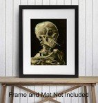 Vincent Van Gogh - Dope Posters 8x10 - Dope Room Decor - 8x10 Weed Smoking Skeleton Decor - Stoner Pothead Marijuana Gifts for Men - Creepy Goth Wall Art - Gothic Home - Cannabis Gifts - Ganja, Blunt