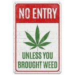 No Entry Unless You Brought Weed, Wall Art Poster 8x12 inch