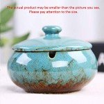 Lependor Ceramic Ashtray with Lids, Windproof, Cigarette Ashtray for Indoor or Outdoor Use，Ash Holder for Smokers,Desktop Smoking Ash Tray for Home Office Decoration - Blue