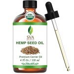 SVA ORGANICS Hemp Seed Oil Cold Pressed 4oz (118 ml) Premium Carrier Oil With Dropper For Skin Care, Hair Care, Scalp Massage, Body Massage, Hair Products, Cosmetics & Soap