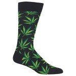 Hot Sox Mens Fun Conversation Starter Crew - 1 Pair Pack Cool Funny Pop Culture Gifts Casual Sock, Cannabis (Black), 6-12 US