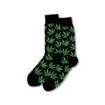 Hot Sox Mens Fun Conversation Starter Crew - 1 Pair Pack Cool Funny Pop Culture Gifts Casual Sock, Cannabis (Black), 6-12 US
