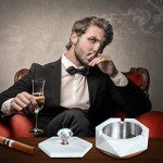 Ashtray with Lid, Decorative Ashtray for Cigarette Smokers with Removable Liner, Easy to Clean, Covered Ash Trays, Home Ashtrays for Smokers Indoor/Outdoor Use