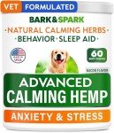 BARK&SPARK Advanced Calming Hemp Treats for Dogs - Hemp Oil + Melatonin - Anxiety Relief - Separation Aid - Stress Relief During Fireworks, Storms, Thunder - Aggressive Behavior, Barking - 60Chews