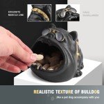 SOMGEM Outdoor Ashtray for Cigarette, Cool Ash Tray Sets for weed, Decorative Fancy Ashtrays of Black Bully Dog Design, Ceramic Desktop Ash Holder for Patio Home Office, Great Gift for Men Women