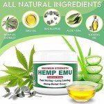Hemp Emu Hemp Cream - Organic Hemp Oil Muscle Rub - Naturally Soothe Discomfort in Joints, Back, Knees with Premium Menthol Cream & Eucalyptus Essential Cream - Made in USA - 4oz