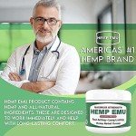 Hemp Emu Hemp Cream - Organic Hemp Oil Muscle Rub - Naturally Soothe Discomfort in Joints, Back, Knees with Premium Menthol Cream & Eucalyptus Essential Cream - Made in USA - 4oz