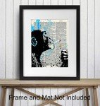 Weed Smoking Chimp - Dope Wall Art Decor - Marijuana Decor - Pothead Cannabis Gifts for Men - Dorm Room, Man Cave Artwork - Chimp Smoking Marijuana - Stoner Room Print - 8x10 Poster