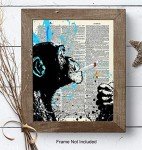 Weed Smoking Chimp - Dope Wall Art Decor - Marijuana Decor - Pothead Cannabis Gifts for Men - Dorm Room, Man Cave Artwork - Chimp Smoking Marijuana - Stoner Room Print - 8x10 Poster