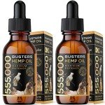 Buster's Large 60ml Bottles, 4mth Supply, Organic Hemp Oil for Dogs and Pets, 555,000 Max Potency, Made in USA - Miracle Formula, Balanced Omega 3, 6, 9 - Joint Relief, Calming (2Pack)