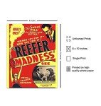 Reefer Madness - Dope Wall Art - Marijuana Decorations - Pothead Gifts - Weed Gifts - Cannabis, Stoner Room Decor Accessories - Ganja Wall Art for Men, Women - 8x10 Vintage Movie Poster