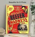 Reefer Madness - Dope Wall Art - Marijuana Decorations - Pothead Gifts - Weed Gifts - Cannabis, Stoner Room Decor Accessories - Ganja Wall Art for Men, Women - 8x10 Vintage Movie Poster