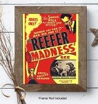 Reefer Madness - Dope Wall Art - Marijuana Decorations - Pothead Gifts - Weed Gifts - Cannabis, Stoner Room Decor Accessories - Ganja Wall Art for Men, Women - 8x10 Vintage Movie Poster