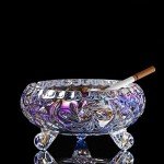 Glass Ashtray Crystal Cigar Ash Tray Sets for Cigarettes Outdoor Ashtrays for Patio Smokeless Aashtrays for Weed Cute Ashtray for Home Office Indoor Decoration (colourful, small)