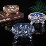 Glass Ashtray Crystal Cigar Ash Tray Sets for Cigarettes Outdoor Ashtrays for Patio Smokeless Aashtrays for Weed Cute Ashtray for Home Office Indoor Decoration (colourful, small)