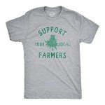 Mens Support Your Local Farmers T Shirt Funny 420 Weed Farm Tee for Guys Funny T Shirts 420 Apparel for Men Cool Sarcastic T Shirt Novelty Tees for Guys Light Grey L