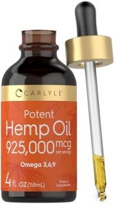 Carlyle Hemp Seed Oil 925000 mcg | Vegetarian, Non-GMO, Gluten Free | Cold Pressed