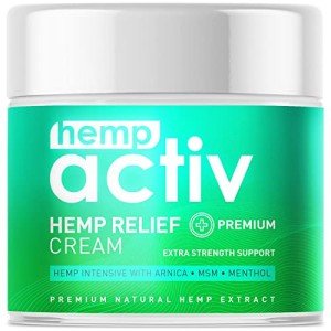 HEMPACTIV Hemp Cream, Use on Muscles, Neck and Shoulders, Infused with Hemp, Menthol, MSM & Arnica, 4 Fl Oz
