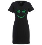 Haase Unlimited Marijuana Smile Face - Weed Pot Bud Smoke Ladies Dress (Black, XX-Large/XXX-Large)
