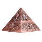 Hipiwe Windproof Metal Pyramid Ashtray - Vintage Egyptian Style Cigarette Ashtray Holder with Lid, Desktop Tobacco Ash Tray for Outdoor Indoor, Patio, Office, Home Decorative Art, Red Bronze