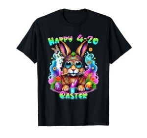 Happy 420 Easter Day Bunny Smoking Weed Marijuana Funny 420 T-Shirt