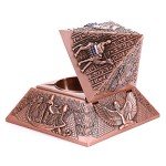 Hipiwe Windproof Metal Pyramid Ashtray - Vintage Egyptian Style Cigarette Ashtray Holder with Lid, Desktop Tobacco Ash Tray for Outdoor Indoor, Patio, Office, Home Decorative Art, Red Bronze