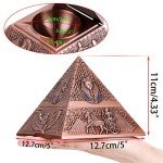 Hipiwe Windproof Metal Pyramid Ashtray - Vintage Egyptian Style Cigarette Ashtray Holder with Lid, Desktop Tobacco Ash Tray for Outdoor Indoor, Patio, Office, Home Decorative Art, Red Bronze