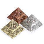Hipiwe Windproof Metal Pyramid Ashtray - Vintage Egyptian Style Cigarette Ashtray Holder with Lid, Desktop Tobacco Ash Tray for Outdoor Indoor, Patio, Office, Home Decorative Art, Red Bronze