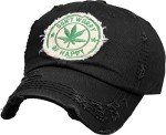 KBVT-1062 BLK Marijuana Leaf MJ Mary Jane Smoking Happy Collection Dad Hat Baseball Cap Polo Style Adjustable Unisex