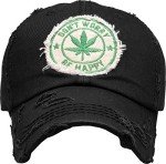KBVT-1062 BLK Marijuana Leaf MJ Mary Jane Smoking Happy Collection Dad Hat Baseball Cap Polo Style Adjustable Unisex