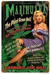 Metal Sign 420 Marijuana Cannabis Movie Poster Pin Up Girl Decor Garage Decor Wall Art 16x12 Inch Tin Sign