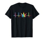 Weed Funny Cannabis Marijuana Leaf Heartbeat Stoner Tie Dye T-Shirt