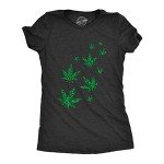 Womens Glitter Pot Leaves T Shirt Cute 420 Lovers Weed Leaf Graphic Novelty Pothead Top Funny T Shirts Saint Patrick's Day Tops for Women Cool 420 T Shirt Black - L