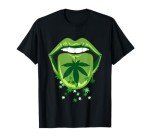Marijuana Smoker Pot Leaf Tongue Green Lips Love Weed T-Shirt
