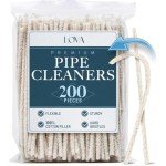 (200) Lova Pipe Cleaners Bulk (Hard Bristle) Easily Cleans, Glass Pipe Cleaner for Cleaning, Arts and Crafts, Glass Pipes, Pipecleaners, Chenille Stems, (6 Inchs), 100% Cotton, Steel Wire, White