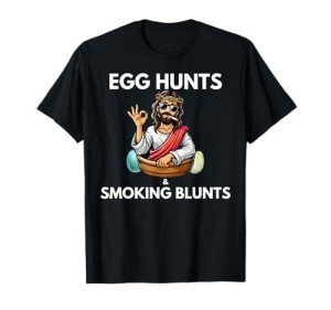 Easter 420 2025 Blunt Stoner Cannabis Weed Design Unisex-Adults T-Shirt Black Small Crew Neck Short Sleeve Modern Novelty Humor Gift T-Shirt
