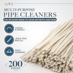 (200) Lova Pipe Cleaners Bulk (Hard Bristle) Easily Cleans, Glass Pipe Cleaner for Cleaning, Arts and Crafts, Glass Pipes, Pipecleaners, Chenille Stems, (6 Inchs), 100% Cotton, Steel Wire, White
