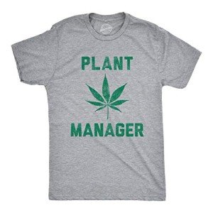 Mens Plant Manager Tshirt Funny 420 Pot Marijuana Novelty Tee Funny T Shirts 420 Apparel for Men Cool Office T Shirt Novelty Tees for Guys Light Grey L