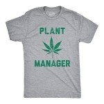 Mens Plant Manager Tshirt Funny 420 Pot Marijuana Novelty Tee Funny T Shirts 420 Apparel for Men Cool Office T Shirt Novelty Tees for Guys Light Grey L