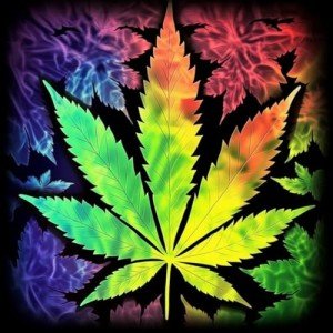 Diamond Art Painting Kit for Adults Cool Weed Neon Tie Dye Marijuana Leaf Cannabis Kits Gem Art Wall Home Decor(Canvas 11.8 x15.8inch)