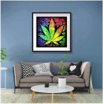 Diamond Art Painting Kit for Adults Cool Weed Neon Tie Dye Marijuana Leaf Cannabis Kits Gem Art Wall Home Decor(Canvas 11.8 x15.8inch)