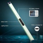 SUPRUS Electric Lighter Arc Windproof Flameless USB Rechargeable Lighter with Safety Lock for Candle BBQ Camping (Green)