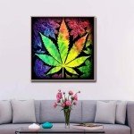 Diamond Art Painting Kit for Adults Cool Weed Neon Tie Dye Marijuana Leaf Cannabis Kits Gem Art Wall Home Decor(Canvas 11.8 x15.8inch)