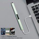 SUPRUS Electric Lighter Arc Windproof Flameless USB Rechargeable Lighter with Safety Lock for Candle BBQ Camping (Green)