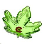Weed Leaf Ashtray Colorado Puffr Green Glass 5"